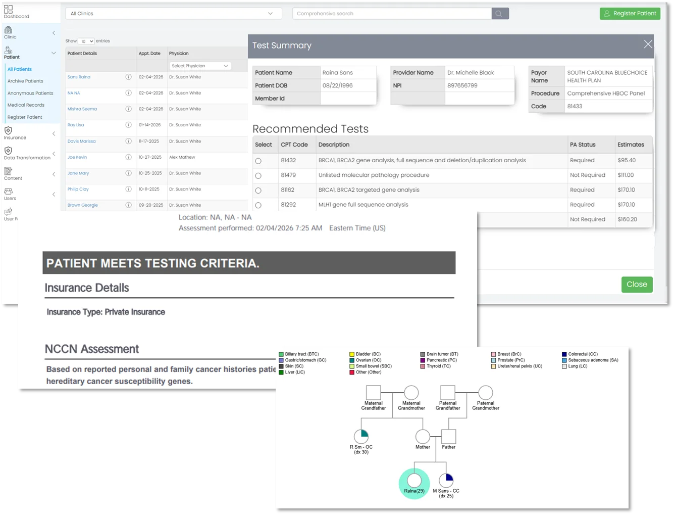 Comprehensive Test Review and Ordering interface